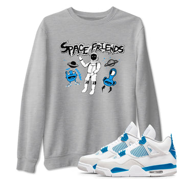 4s Military Blue shirt to match jordans Space Friends sneaker tees Air Jordan 4 Retro Military Blue Streetwear Brand SNRT Sneaker Release Tees unisex cotton Heather Grey 1 crew neck shirt