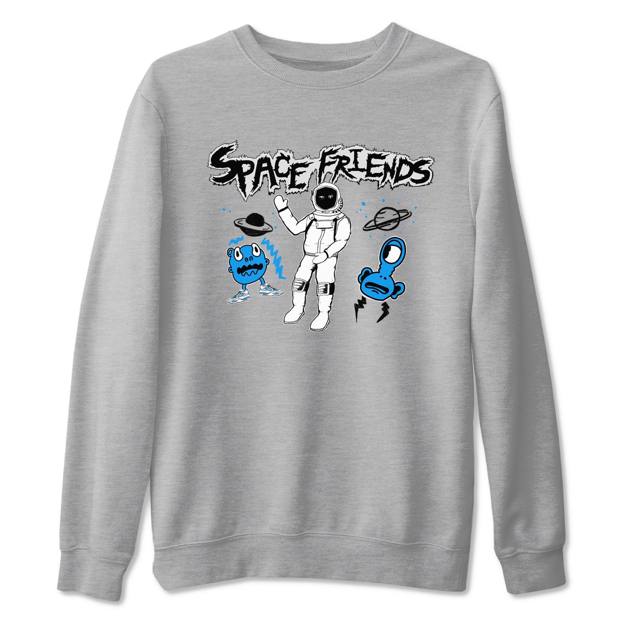 4s Military Blue shirt to match jordans Space Friends sneaker tees Air Jordan 4 Retro Military Blue Streetwear Brand SNRT Sneaker Release Tees unisex cotton Heather Grey 2 crew neck shirt