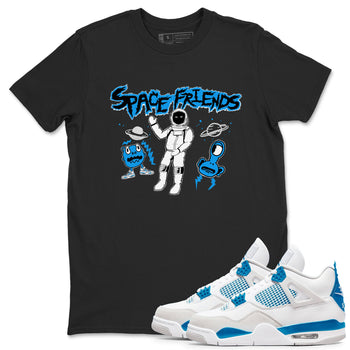 4s Military Blue shirt to match jordans Space Friends sneaker tees Air Jordan 4 Retro Military Blue Streetwear Brand SNRT Sneaker Release Tees unisex cotton Black 1 crew neck shirt