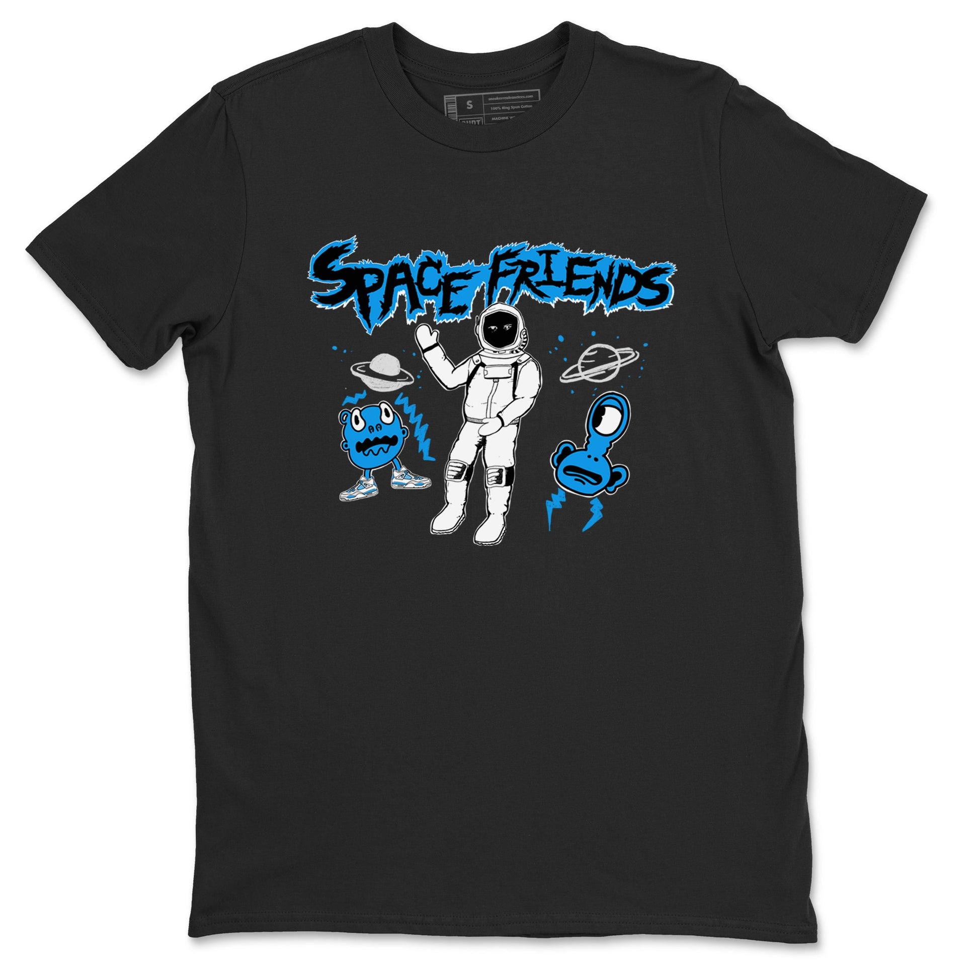 4s Military Blue shirt to match jordans Space Friends sneaker tees Air Jordan 4 Retro Military Blue Streetwear Brand SNRT Sneaker Release Tees unisex cotton Black 2 crew neck shirt
