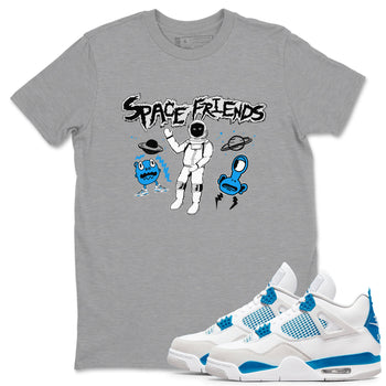 4s Military Blue shirt to match jordans Space Friends sneaker tees Air Jordan 4 Retro Military Blue Streetwear Brand SNRT Sneaker Release Tees unisex cotton Heather Grey 1 crew neck shirt