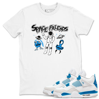 4s Military Blue shirt to match jordans Space Friends sneaker tees Air Jordan 4 Retro Military Blue Streetwear Brand SNRT Sneaker Release Tees unisex cotton White 1 crew neck shirt