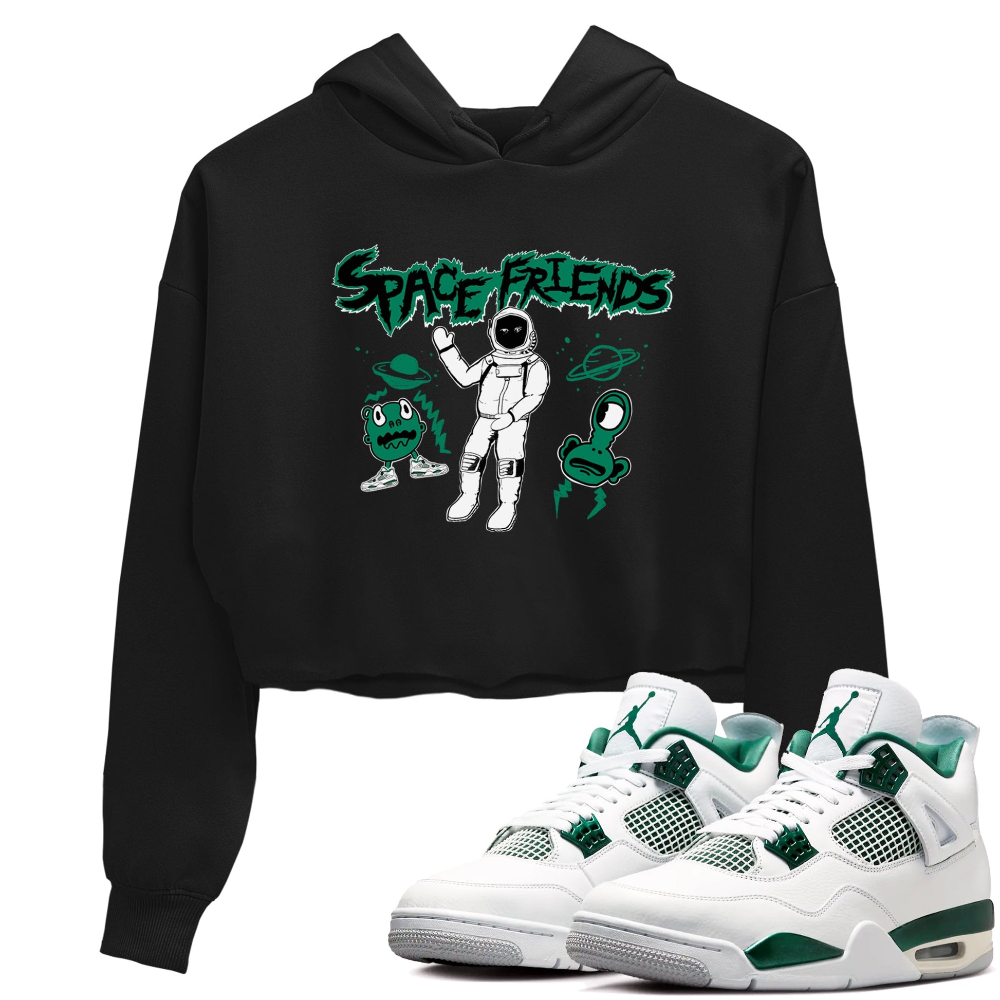 4s Oxidized Green shirts to match jordans Space Friends sneaker match tees Air Jordan 4 Oxidized Green SNRT Sneaker Tees streetwear brand Black 1 crop tee