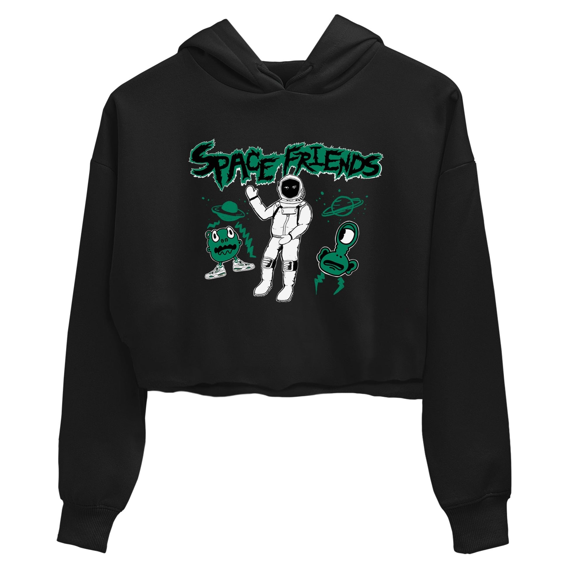 4s Oxidized Green shirts to match jordans Space Friends sneaker match tees Air Jordan 4 Oxidized Green SNRT Sneaker Tees streetwear brand Black 2 crop tee