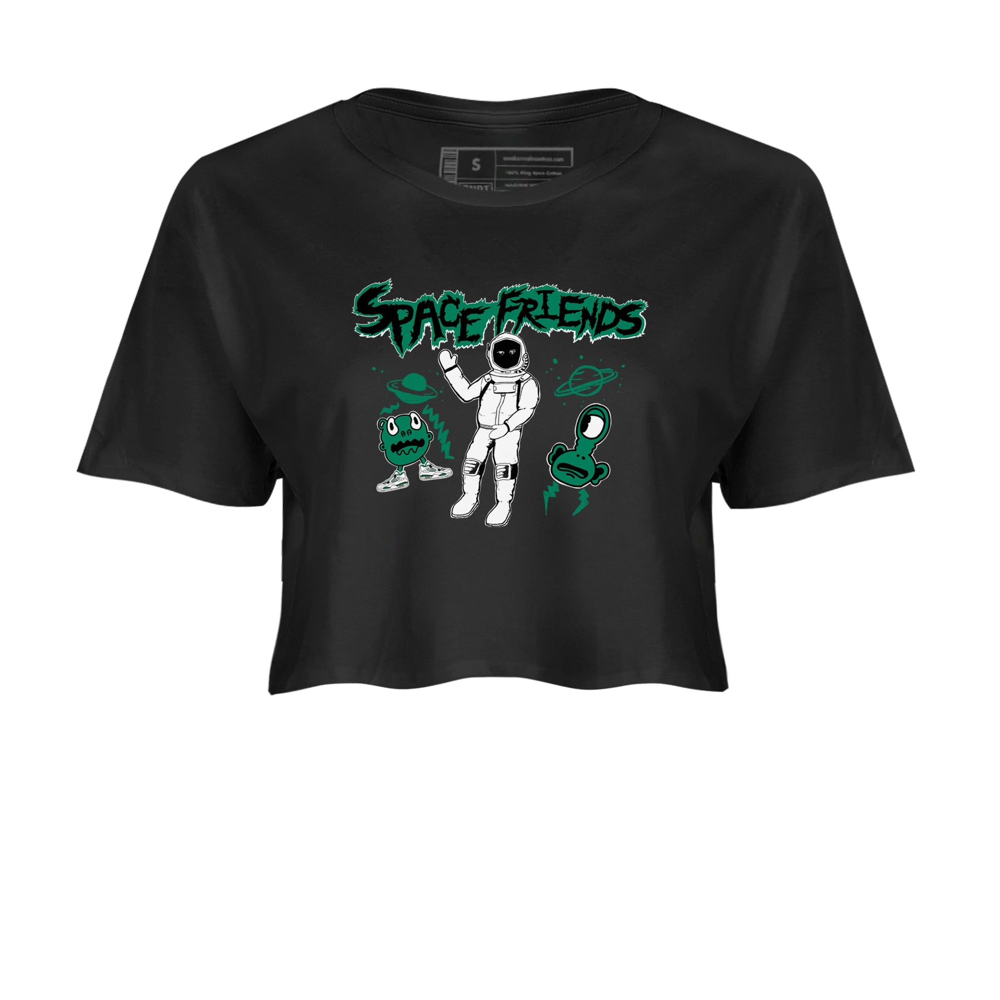 4s Oxidized Green shirts to match jordans Space Friends sneaker match tees Air Jordan 4 Oxidized Green SNRT Sneaker Tees streetwear brand Black 2 crop tee