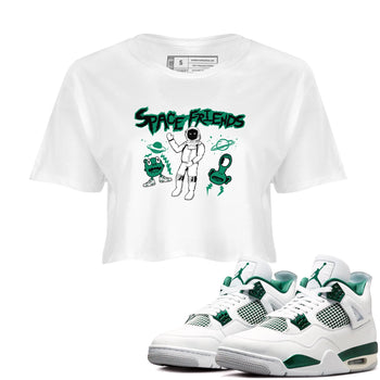 4s Oxidized Green shirts to match jordans Space Friends sneaker match tees Air Jordan 4 Oxidized Green SNRT Sneaker Tees streetwear brand White 1 crop tee