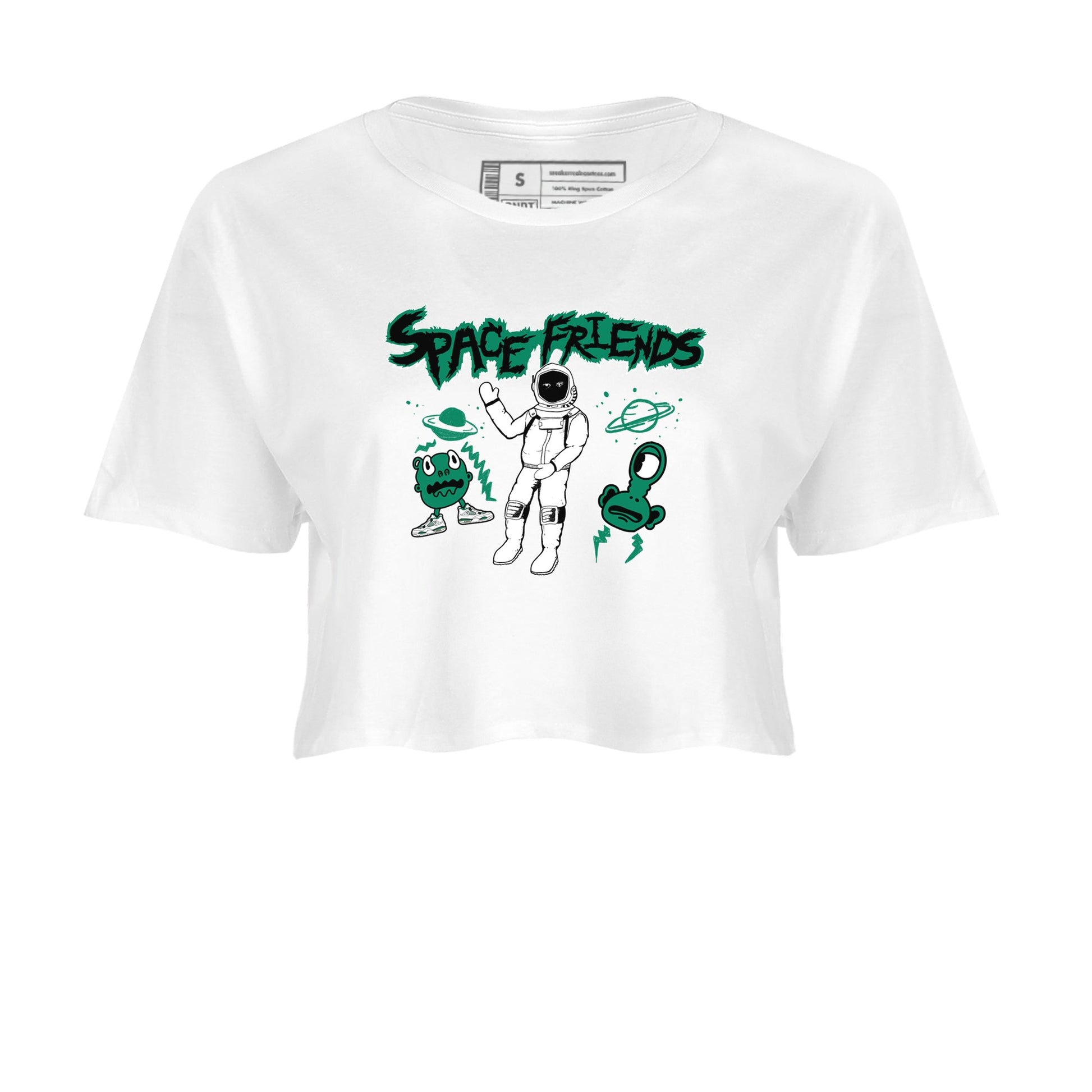 4s Oxidized Green shirts to match jordans Space Friends sneaker match tees Air Jordan 4 Oxidized Green SNRT Sneaker Tees streetwear brand White 2 crop tee