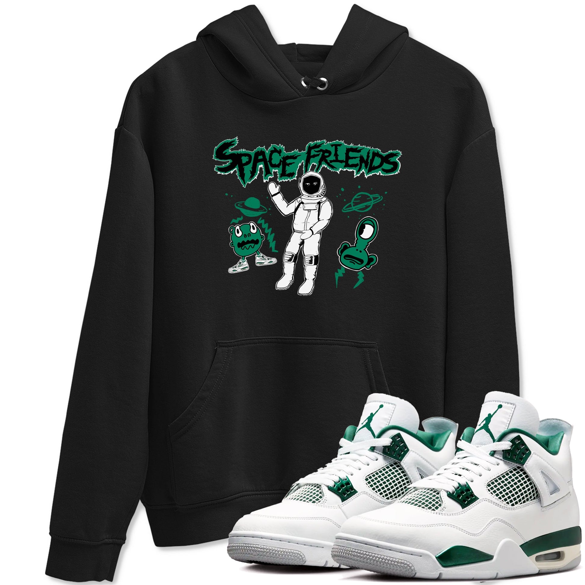 4s Oxidized Green shirts to match jordans Space Friends sneaker match tees Air Jordan 4 Oxidized Green SNRT Sneaker Tees streetwear brand Black 1 unisex cotton tee