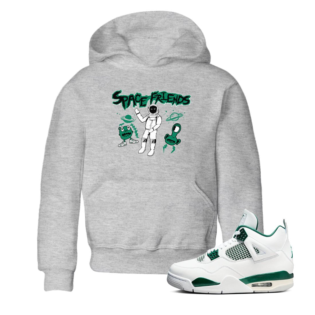 4s Oxidized Green shirts to match jordans Space Friends sneaker match tees Air Jordan 4 Oxidized Green SNRT Sneaker Tees streetwear brand Baby and Youth Heather Grey 1 cotton tee