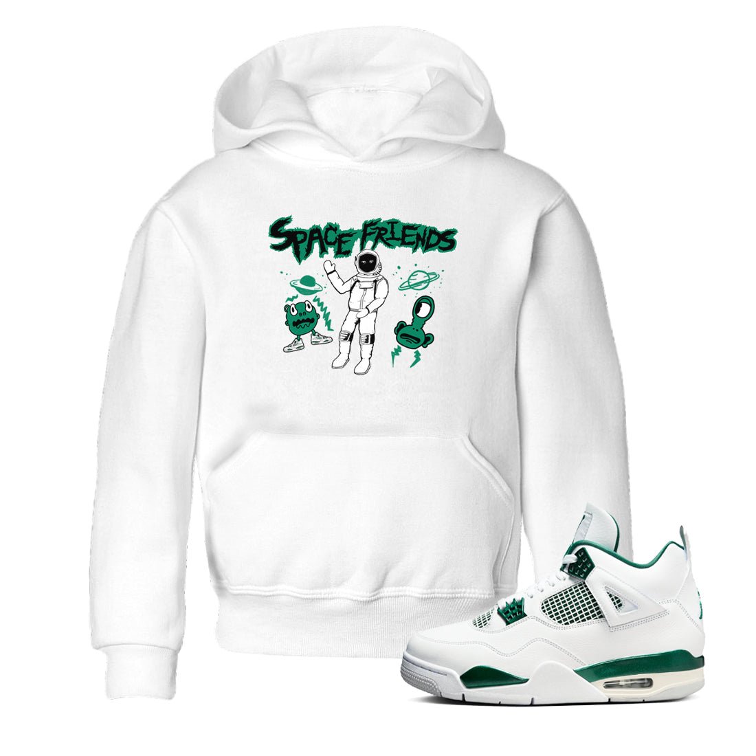 4s Oxidized Green shirts to match jordans Space Friends sneaker match tees Air Jordan 4 Oxidized Green SNRT Sneaker Tees streetwear brand Baby and Youth White 1 cotton tee