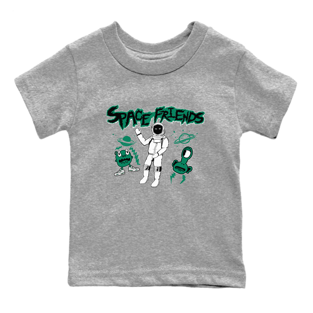 4s Oxidized Green shirts to match jordans Space Friends sneaker match tees Air Jordan 4 Oxidized Green SNRT Sneaker Tees streetwear brand Baby and Youth Heather Grey 2 cotton tee