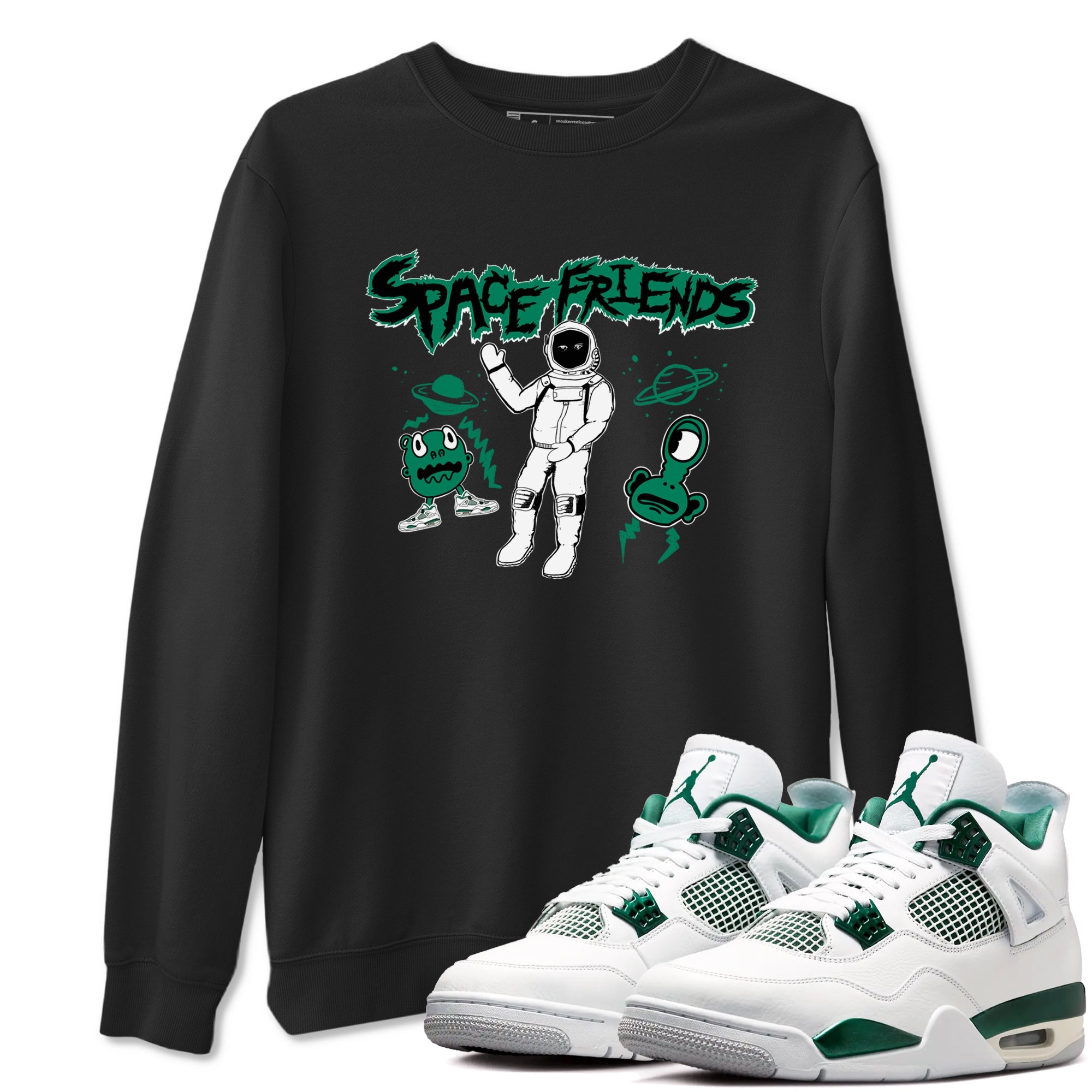 4s Oxidized Green shirts to match jordans Space Friends sneaker match tees Air Jordan 4 Oxidized Green SNRT Sneaker Tees streetwear brand Black 1 unisex cotton tee