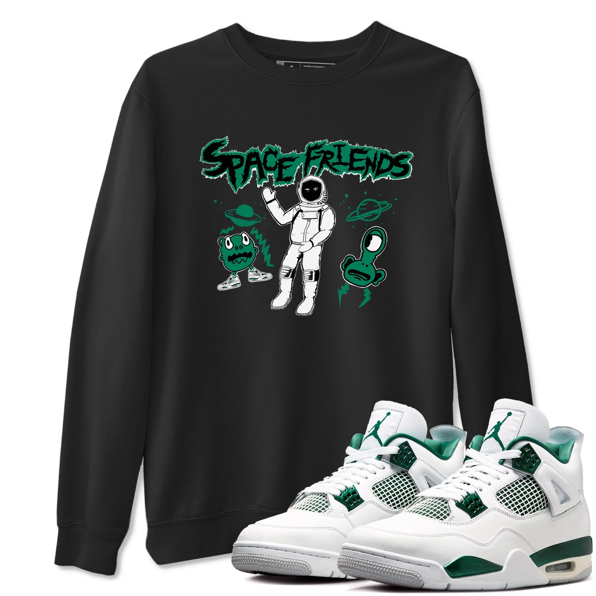 4s Oxidized Green shirts to match jordans Space Friends sneaker match tees Air Jordan 4 Oxidized Green SNRT Sneaker Tees streetwear brand Black 1 unisex cotton tee
