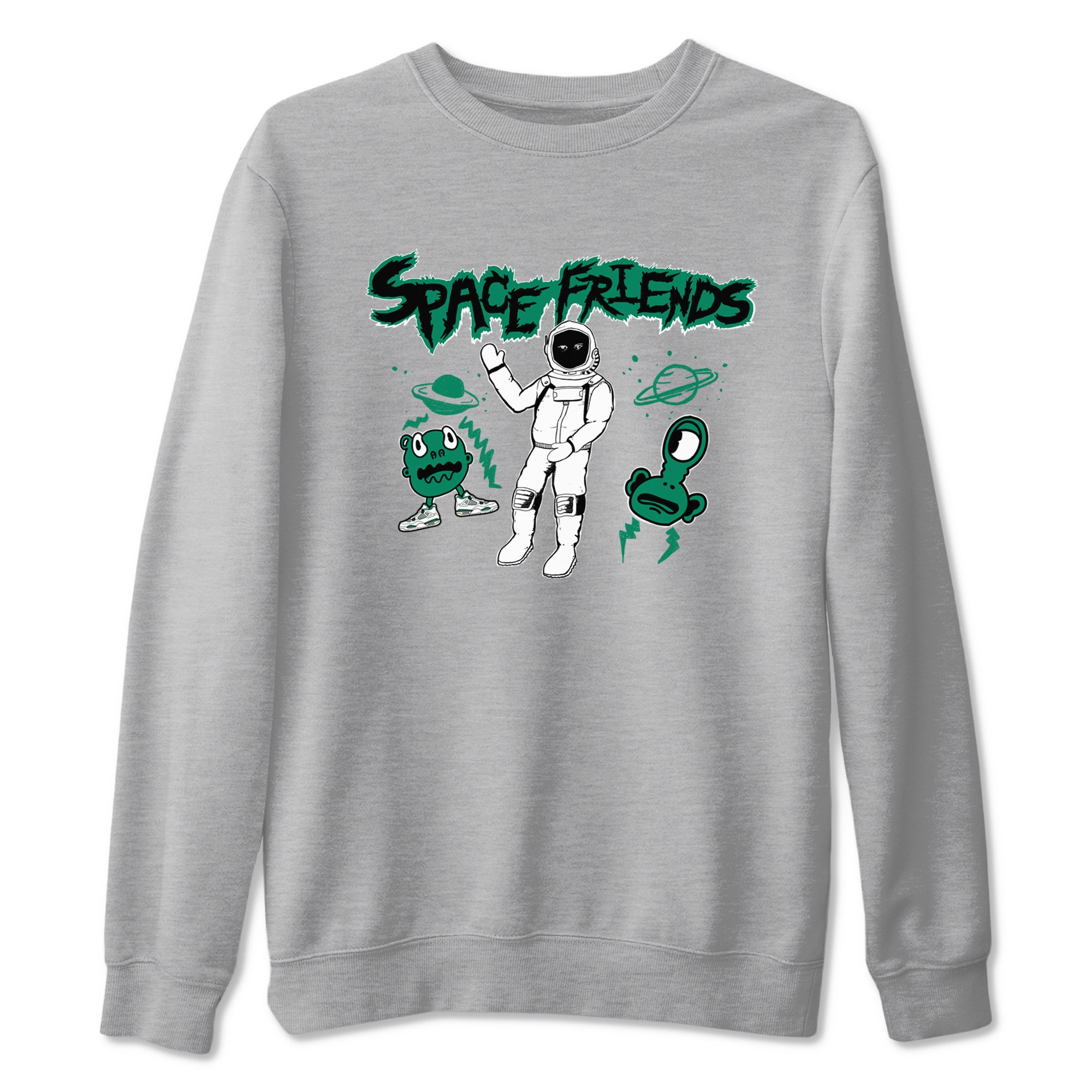 4s Oxidized Green shirts to match jordans Space Friends sneaker match tees Air Jordan 4 Oxidized Green SNRT Sneaker Tees streetwear brand Heather Grey 2 unisex cotton tee
