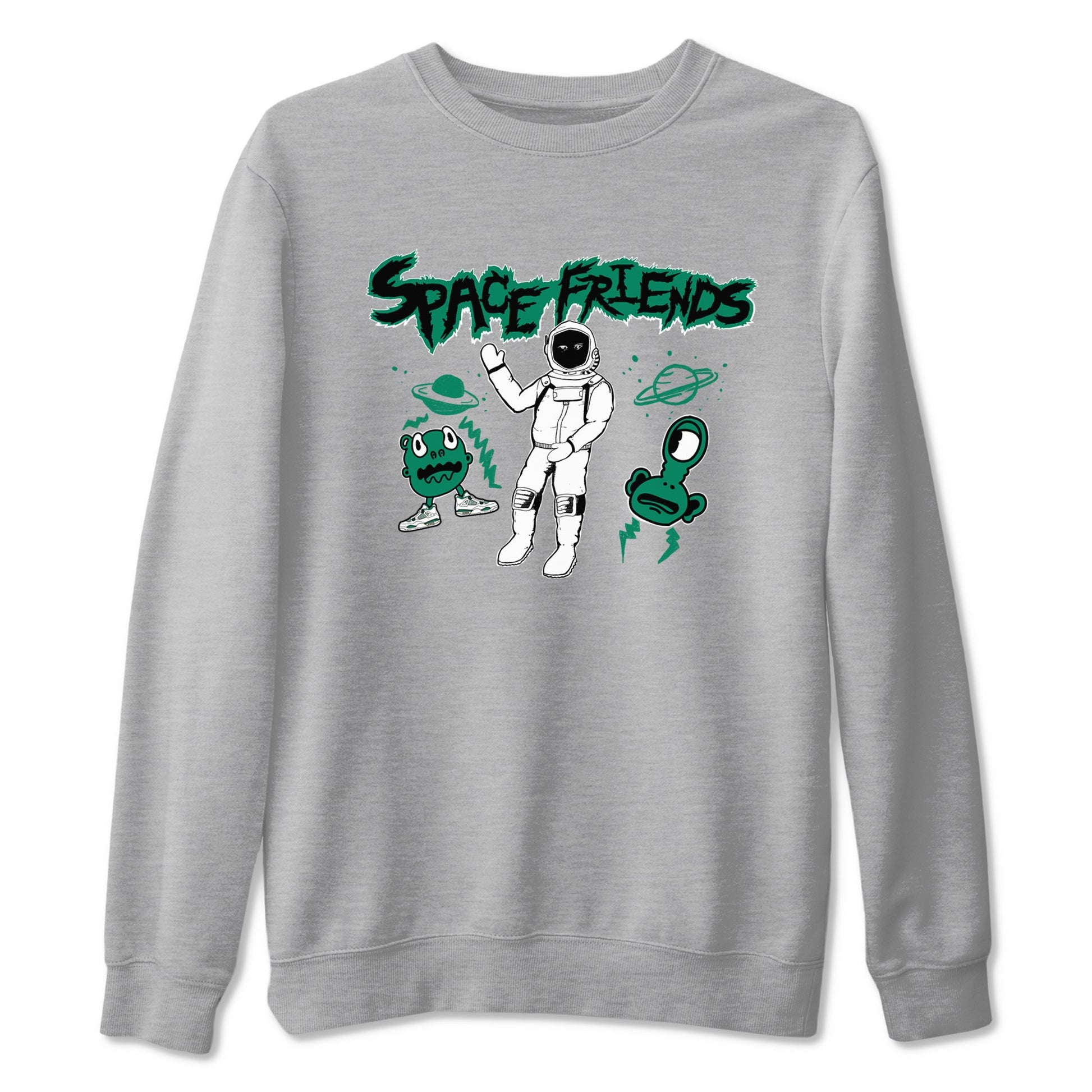 4s Oxidized Green shirts to match jordans Space Friends sneaker match tees Air Jordan 4 Oxidized Green SNRT Sneaker Tees streetwear brand Heather Grey 2 unisex cotton tee