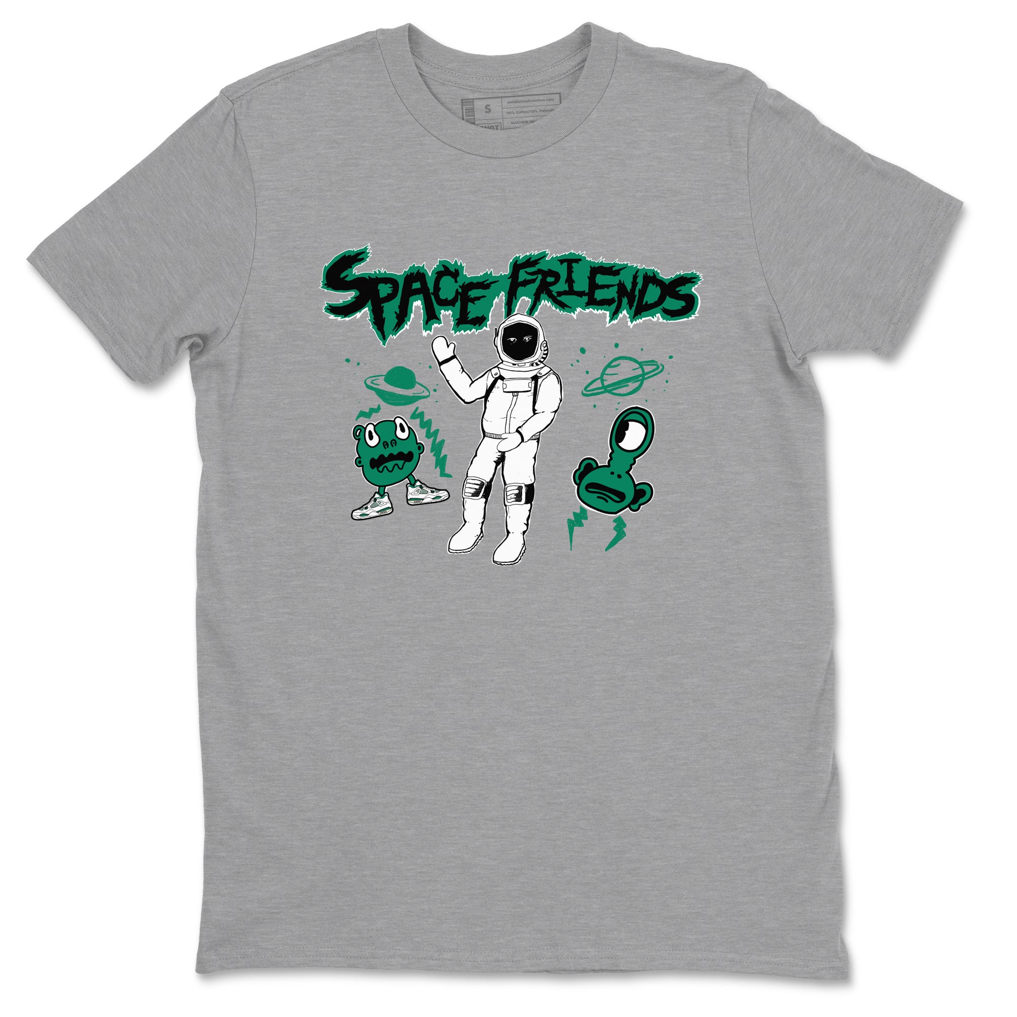 4s Oxidized Green shirts to match jordans Space Friends sneaker match tees Air Jordan 4 Oxidized Green SNRT Sneaker Tees streetwear brand Heather Grey 2 unisex cotton tee