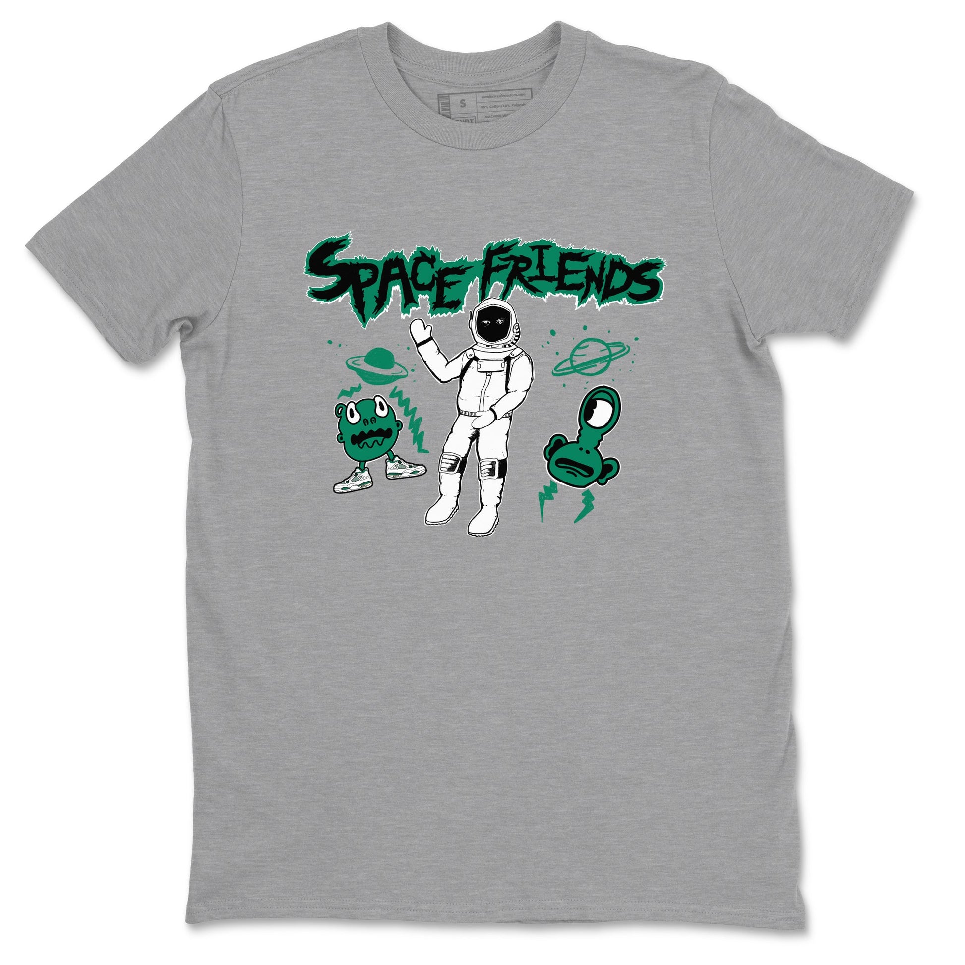 4s Oxidized Green shirts to match jordans Space Friends sneaker match tees Air Jordan 4 Oxidized Green SNRT Sneaker Tees streetwear brand Heather Grey 2 unisex cotton tee