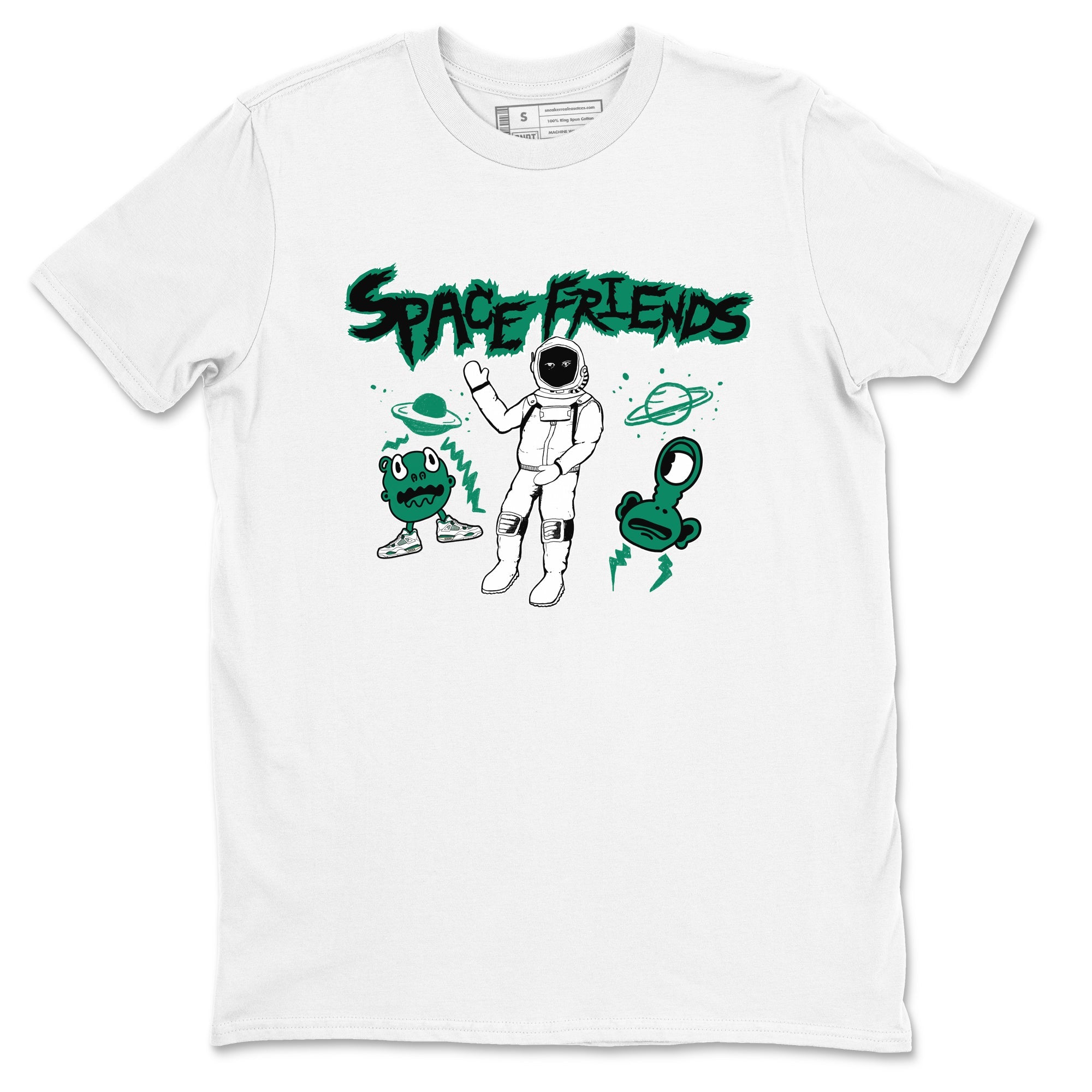 4s Oxidized Green shirts to match jordans Space Friends sneaker match tees Air Jordan 4 Oxidized Green SNRT Sneaker Tees streetwear brand White 2 unisex cotton tee