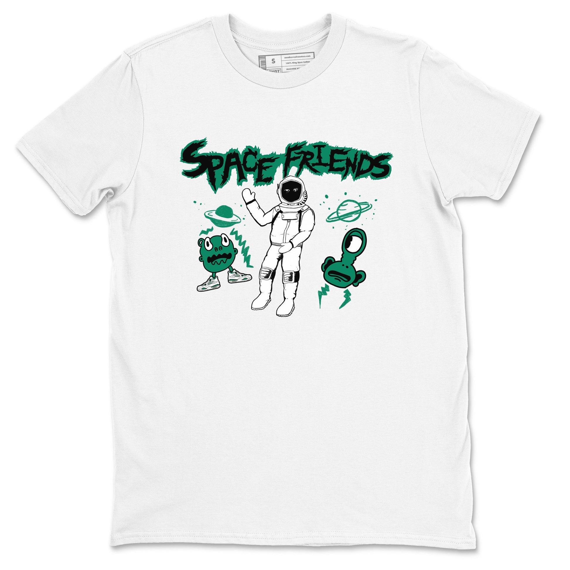 4s Oxidized Green shirts to match jordans Space Friends sneaker match tees Air Jordan 4 Oxidized Green SNRT Sneaker Tees streetwear brand White 2 unisex cotton tee