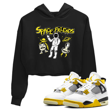 4s Vivid Sulfur shirt to match jordans Space Friends sneaker tees Air Jordan 4 Vivid Sulfur Streetwear Brand Streetwear Brand SNRT Sneaker Release Tees Black 1 crop length shirt