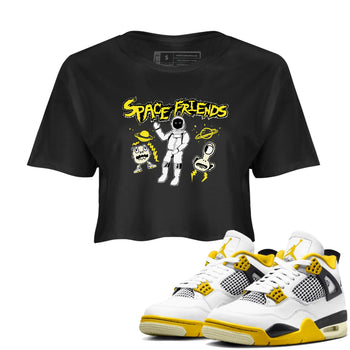 4s Vivid Sulfur shirt to match jordans Space Friends sneaker tees Air Jordan 4 Vivid Sulfur Streetwear Brand Streetwear Brand SNRT Sneaker Release Tees Black 1 crop length shirt
