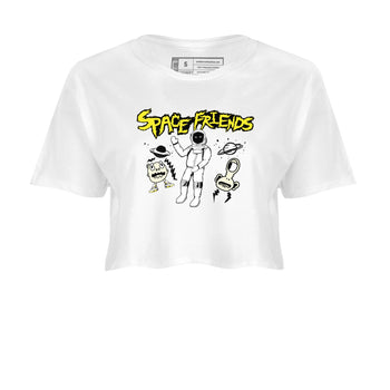 4s Vivid Sulfur shirt to match jordans Space Friends sneaker tees AJ4 Vivid Sulfur Streetwear Brand SNRT Sneaker Tees White 2 crop length shirt