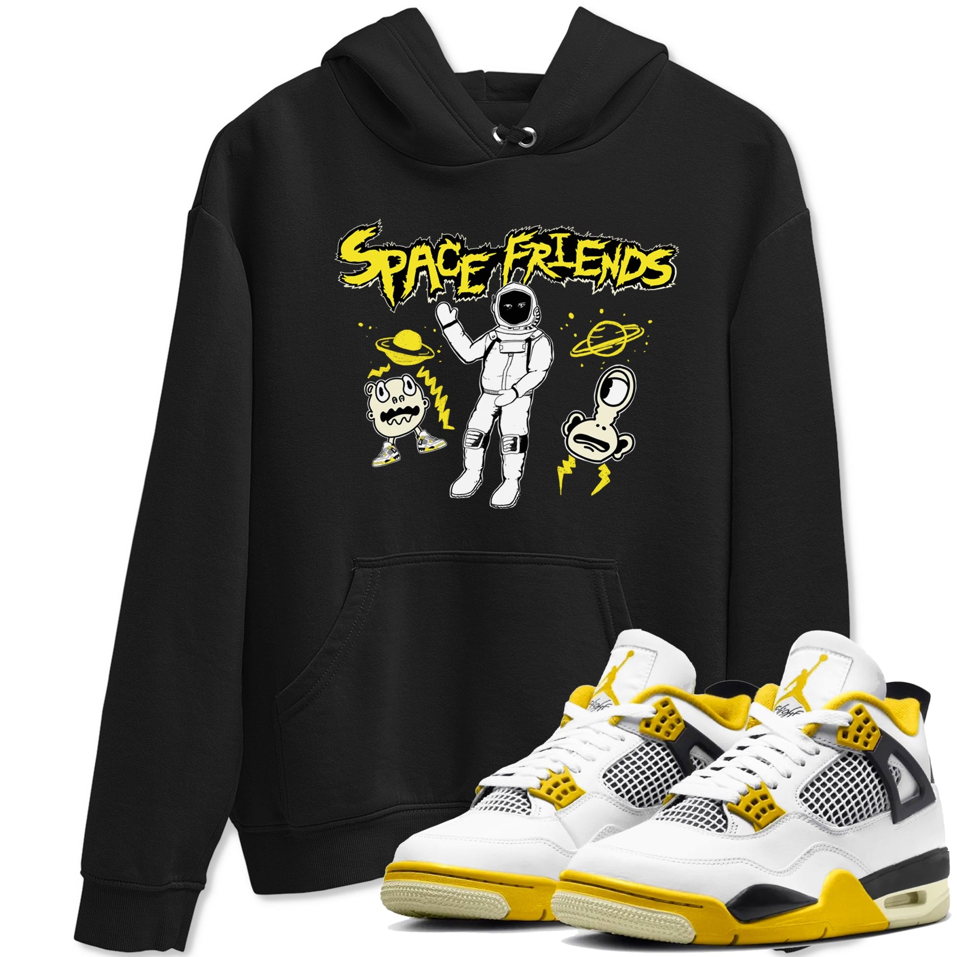 4s Vivid Sulfur shirt to match jordans Space Friends sneaker tees AJ4 Vivid Sulfur Streetwear Brand SNRT Sneaker Tees unisex cotton Black 1 crew neck shirt