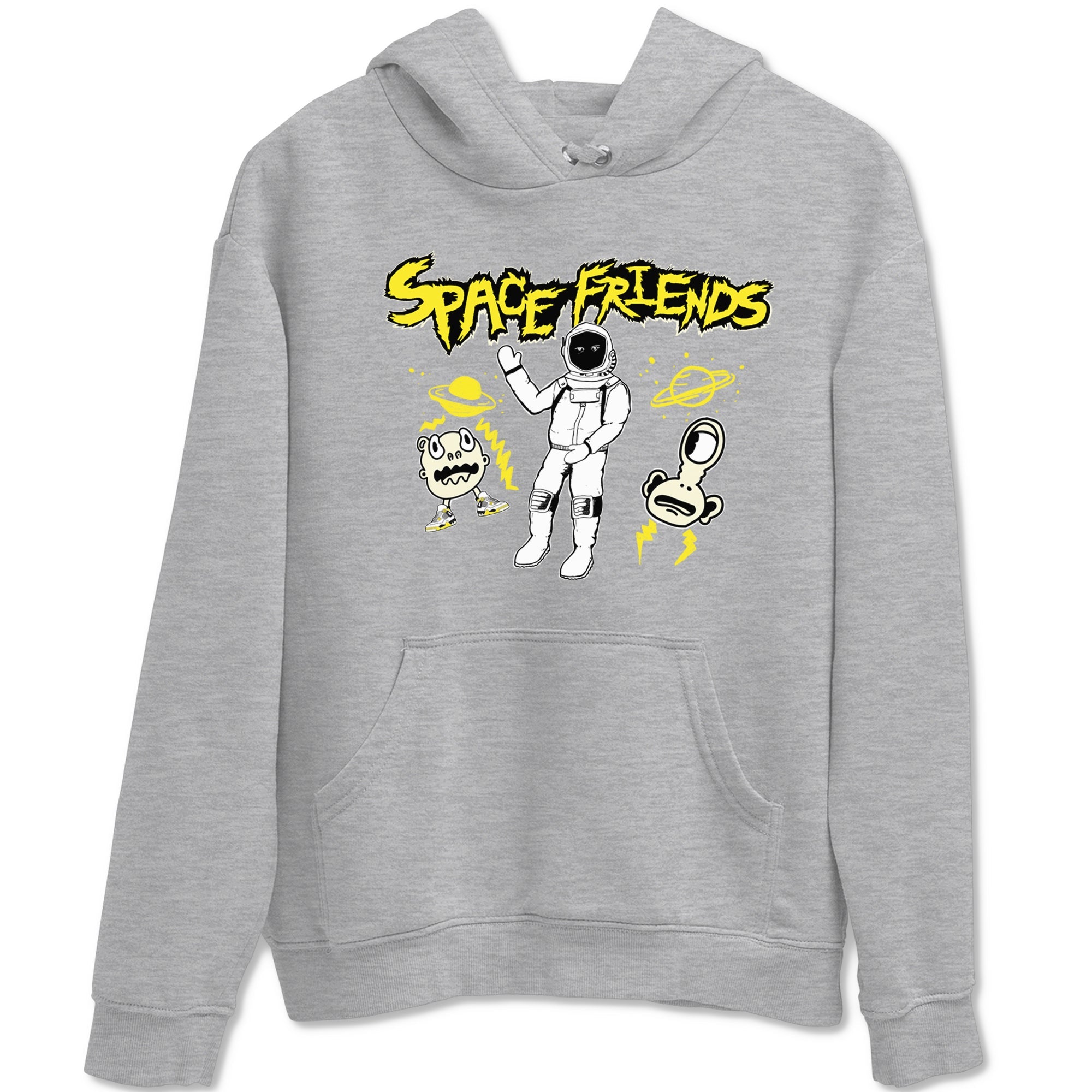 4s Vivid Sulfur shirt to match jordans Space Friends sneaker tees AJ4 Vivid Sulfur Streetwear Brand SNRT Sneaker Tees unisex cotton Heather Grey 2 crew neck shirt