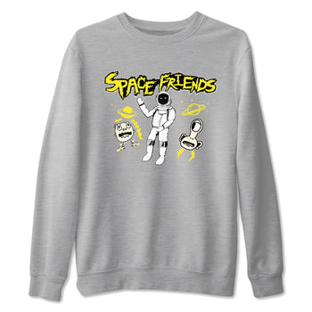 4s Vivid Sulfur shirt to match jordans Space Friends sneaker tees AJ4 Vivid Sulfur Streetwear Brand SNRT Sneaker Tees unisex cotton Heather Grey 2 crew neck shirt