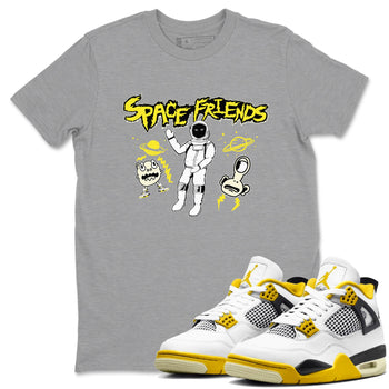 4s Vivid Sulfur shirt to match jordans Space Friends sneaker tees AJ4 Vivid Sulfur Streetwear Brand SNRT Sneaker Tees unisex cotton Heather Grey 1 crew neck shirt