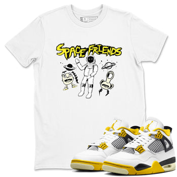 4s Vivid Sulfur shirt to match jordans Space Friends sneaker tees AJ4 Vivid Sulfur Streetwear Brand SNRT Sneaker Tees unisex cotton White 1 crew neck shirt