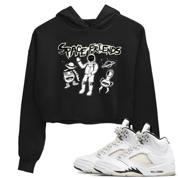Air Jordan 5 Sail shirt to match jordans Space Friends sneaker tees Air Jordan 5 Sail Streetwear Brand Streetwear Brand SNRT Sneaker Release Tees Black 1 crop length shirt