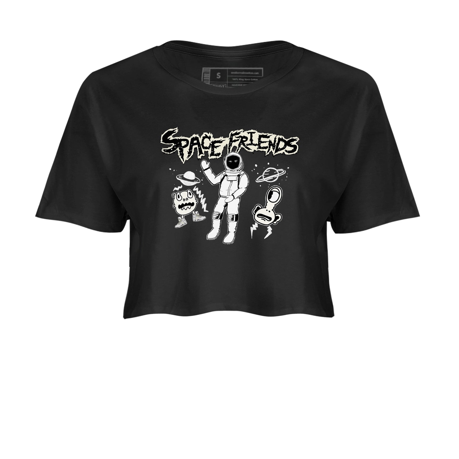 Air Jordan 5 Sail shirt to match jordans Space Friends sneaker tees Air Jordan 5 Sail Streetwear Brand Streetwear Brand SNRT Sneaker Release Tees Black 2 crop length shirt