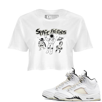 Air Jordan 5 Sail shirt to match jordans Space Friends sneaker tees Jordan 5 SE Sail Streetwear Brand SNRT Sneaker Tees White 1 crop length shirt