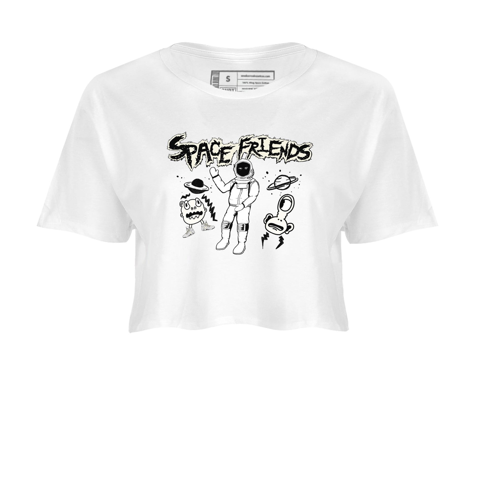 Air Jordan 5 Sail shirt to match jordans Space Friends sneaker tees Jordan 5 SE Sail Streetwear Brand SNRT Sneaker Tees White 2 crop length shirt