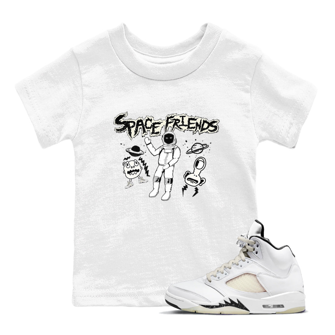 Air Jordan 5 Sail shirt to match jordans Space Friends sneaker tees Jordan 5 SE Sail Streetwear Brand SNRT Sneaker Tees baby toddler White 1 cotton Shirt