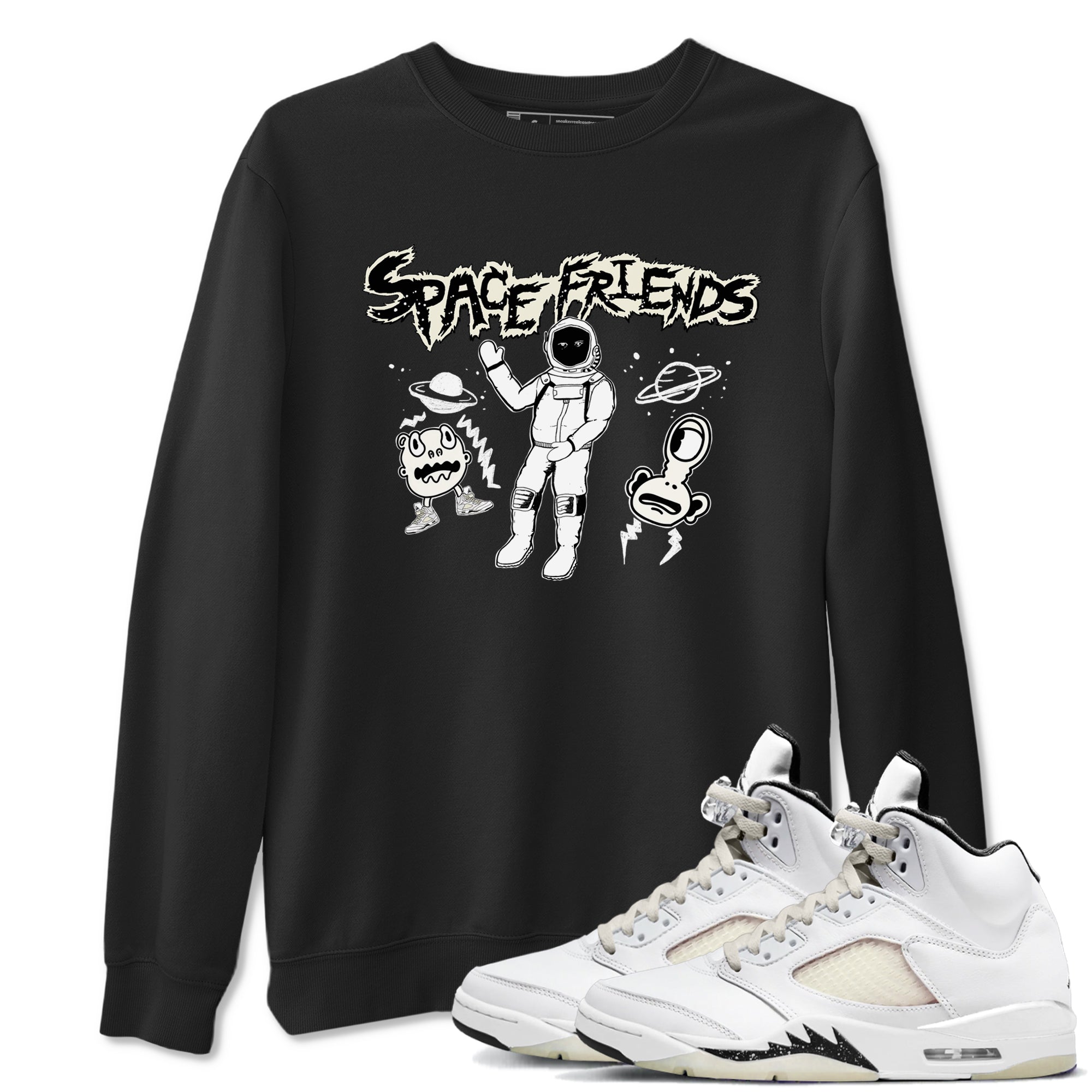 Air Jordan 5 Sail shirt to match jordans Space Friends sneaker tees Jordan 5 SE Sail Streetwear Brand SNRT Sneaker Tees unisex cotton Black 1 crew neck shirt