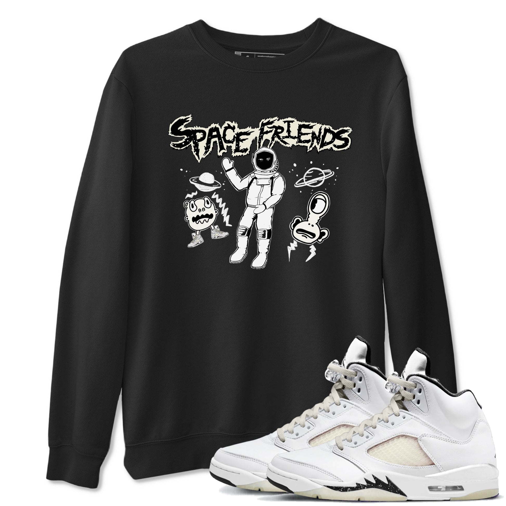 Air Jordan 5 Sail shirt to match jordans Space Friends sneaker tees Jordan 5 SE Sail Streetwear Brand SNRT Sneaker Tees unisex cotton Black 1 crew neck shirt