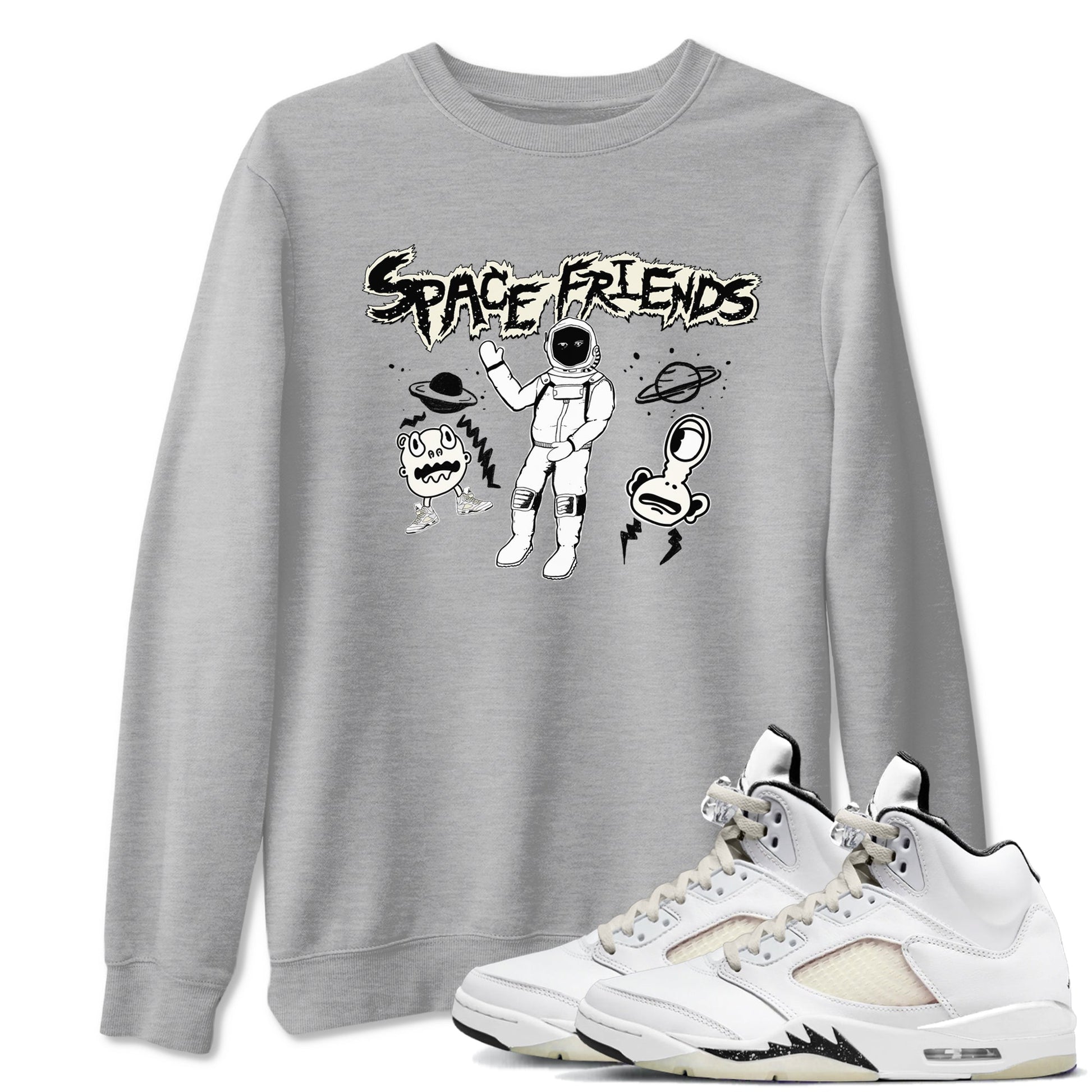 Air Jordan 5 Sail shirt to match jordans Space Friends sneaker tees Jordan 5 SE Sail Streetwear Brand SNRT Sneaker Tees unisex cotton Heather Grey 1 crew neck shirt