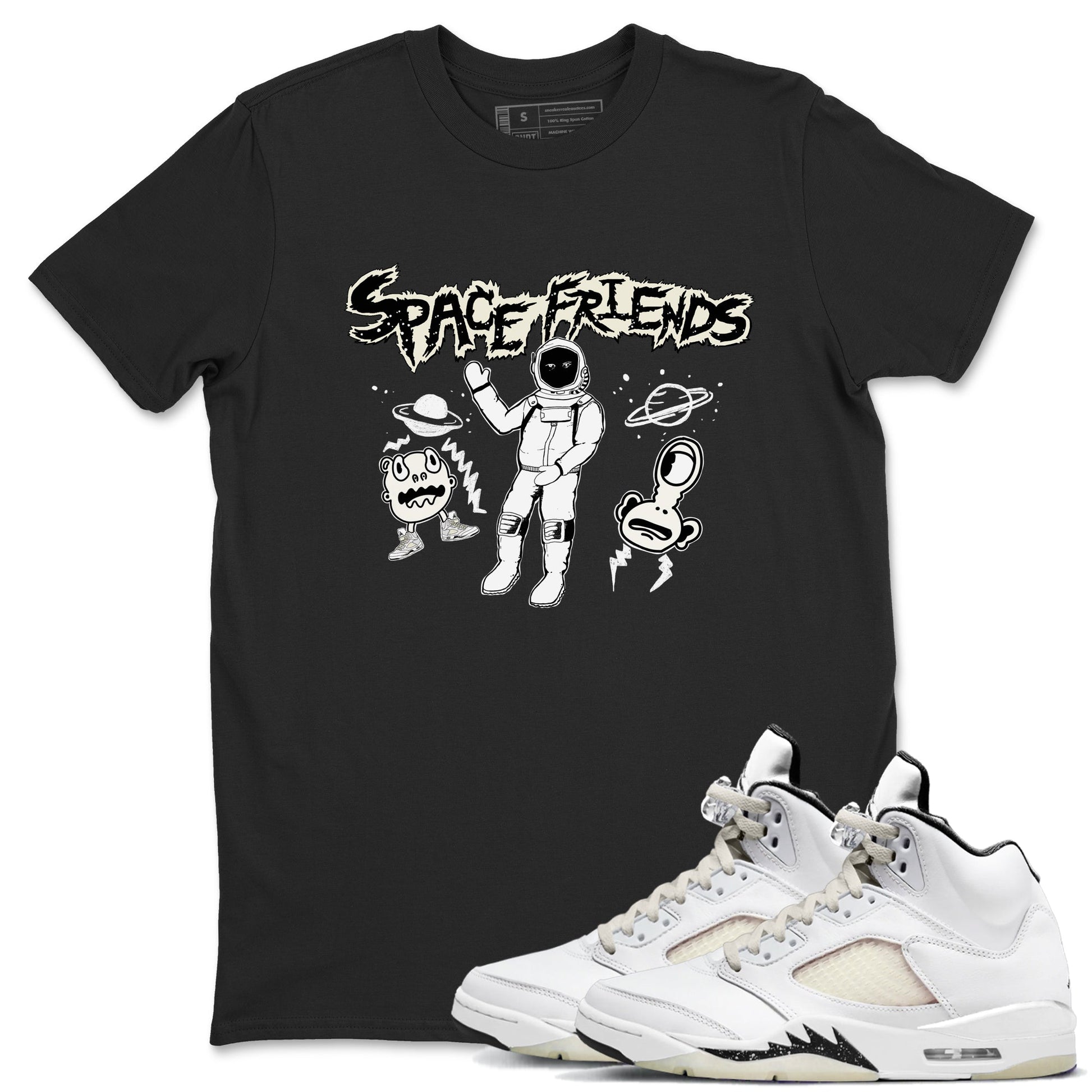 Air Jordan 5 Sail shirt to match jordans Space Friends sneaker tees Jordan 5 SE Sail Streetwear Brand SNRT Sneaker Tees unisex cotton Black 1 crew neck shirt