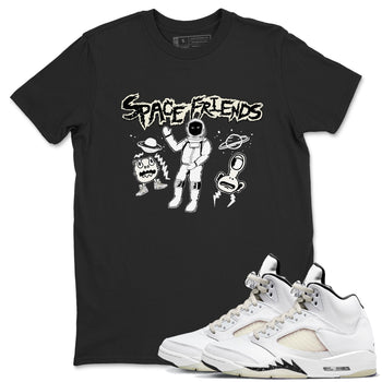 Air Jordan 5 Sail shirt to match jordans Space Friends sneaker tees Jordan 5 SE Sail Streetwear Brand SNRT Sneaker Tees unisex cotton Black 1 crew neck shirt