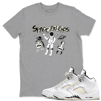 Air Jordan 5 Sail shirt to match jordans Space Friends sneaker tees Jordan 5 SE Sail Streetwear Brand SNRT Sneaker Tees unisex cotton Heather Grey 1 crew neck shirt