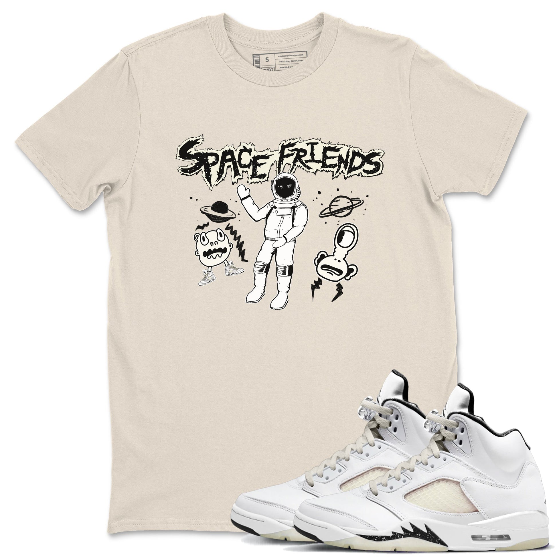 Air Jordan 5 Sail shirt to match jordans Space Friends sneaker tees Jordan 5 SE Sail Streetwear Brand SNRT Sneaker Tees unisex cotton Natural 1 crew neck shirt