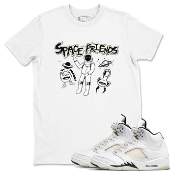 Air Jordan 5 Sail shirt to match jordans Space Friends sneaker tees Jordan 5 SE Sail Streetwear Brand SNRT Sneaker Tees unisex cotton White 1 crew neck shirt