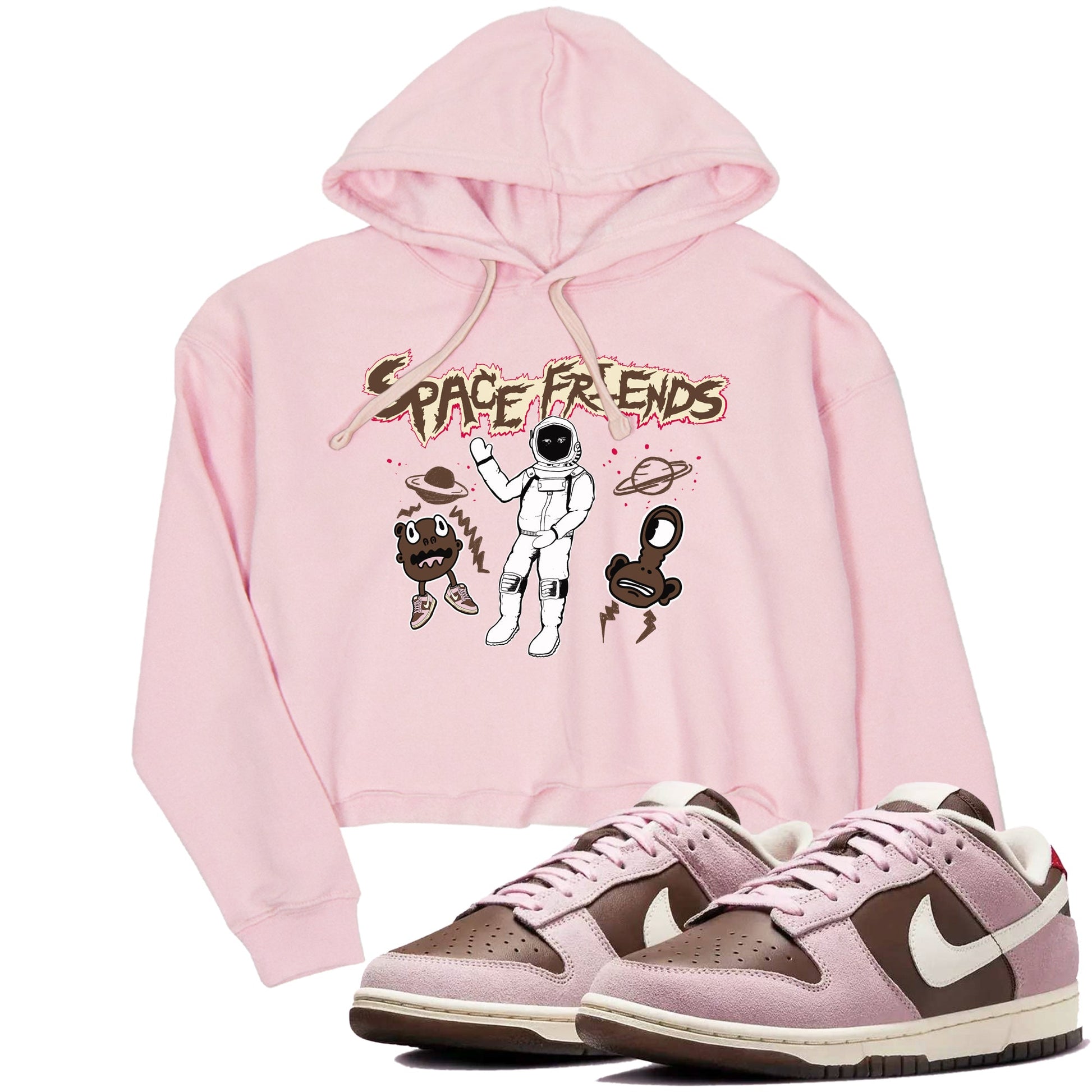Dunk Cacao Wow And Pink Foam shirts to match jordans Space Friends sneaker match tees Dunk Cacao Wow And Pink Foam SNRT Sneaker Tees streetwear brand Pink 1 crop tee