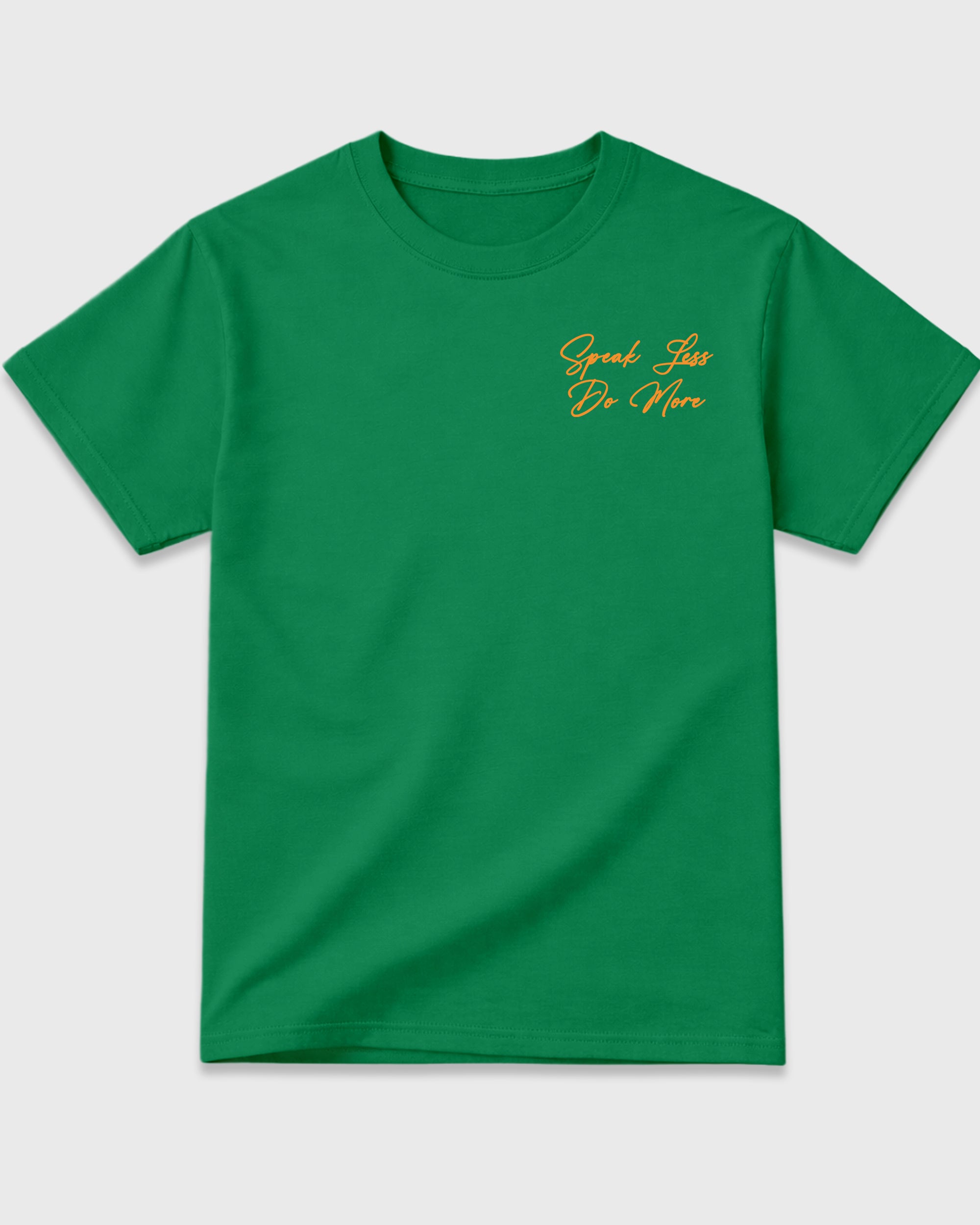 Speak Less Do More Kelly Green Graphic T-Shirt - 2, sneaker tee made to match Air Jordan 11 Green Screen sneakers with original graphic artwork for a coordinated sneaker outfit.