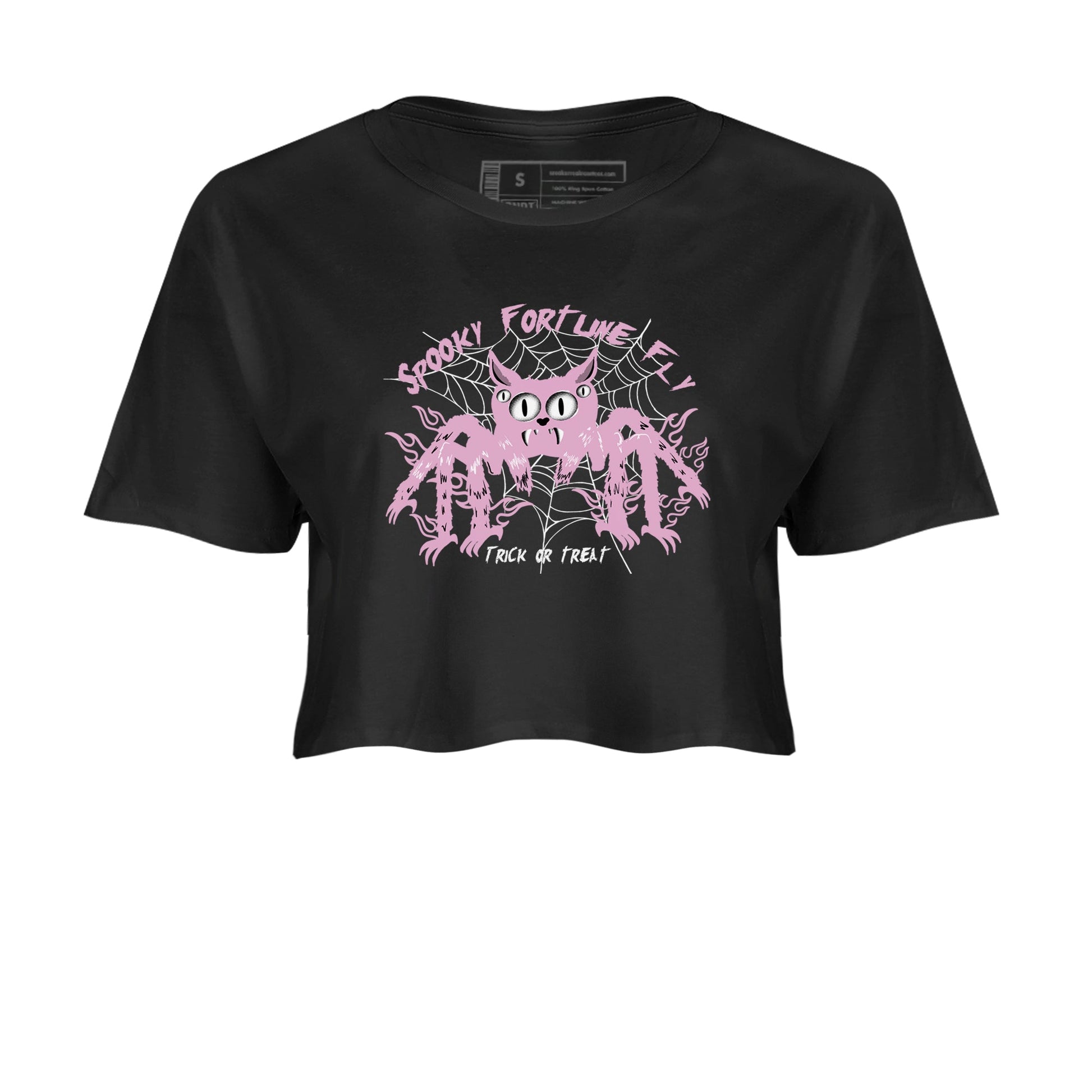 4s Retro Orchid shirts to match jordans Spooky Fortune Fly sneaker match tees Air Jordan 4 WMNS Orchid match shoes to clothes SNRT Sneaker Tees unisex cotton Black 2 crop tee