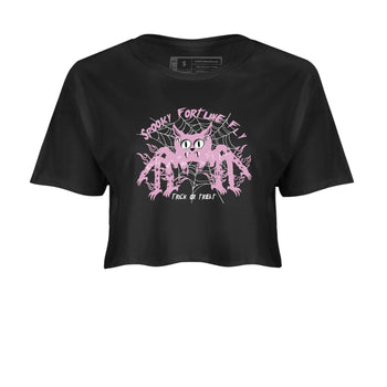 4s Retro Orchid shirts to match jordans Spooky Fortune Fly sneaker match tees Air Jordan 4 WMNS Orchid match shoes to clothes SNRT Sneaker Tees unisex cotton Black 2 crop tee