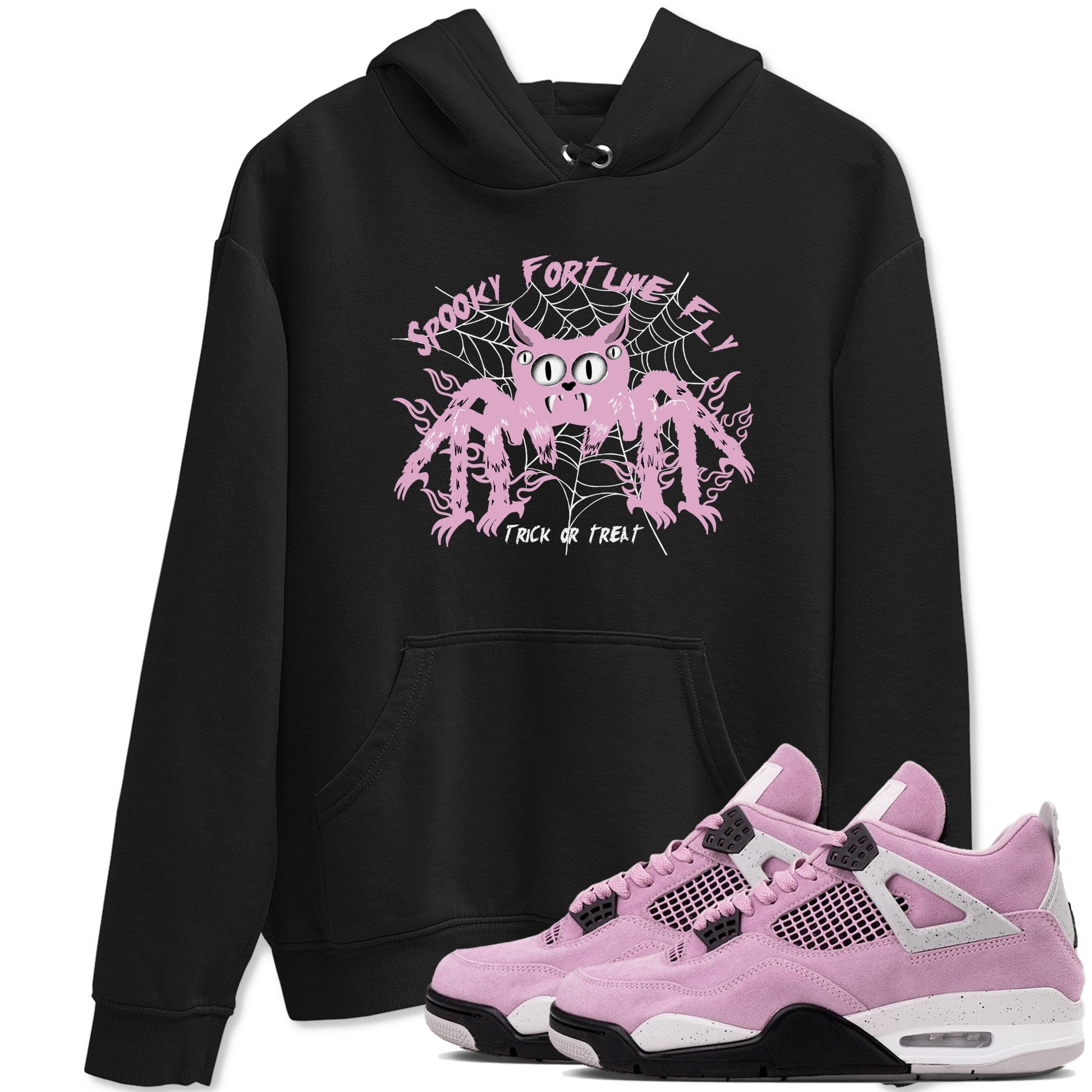 4s Retro Orchid shirts to match jordans Spooky Fortune Fly sneaker match tees Air Jordan 4 WMNS Orchid match shoes to clothes SNRT Sneaker Tees unisex cotton Black 1 shirts
