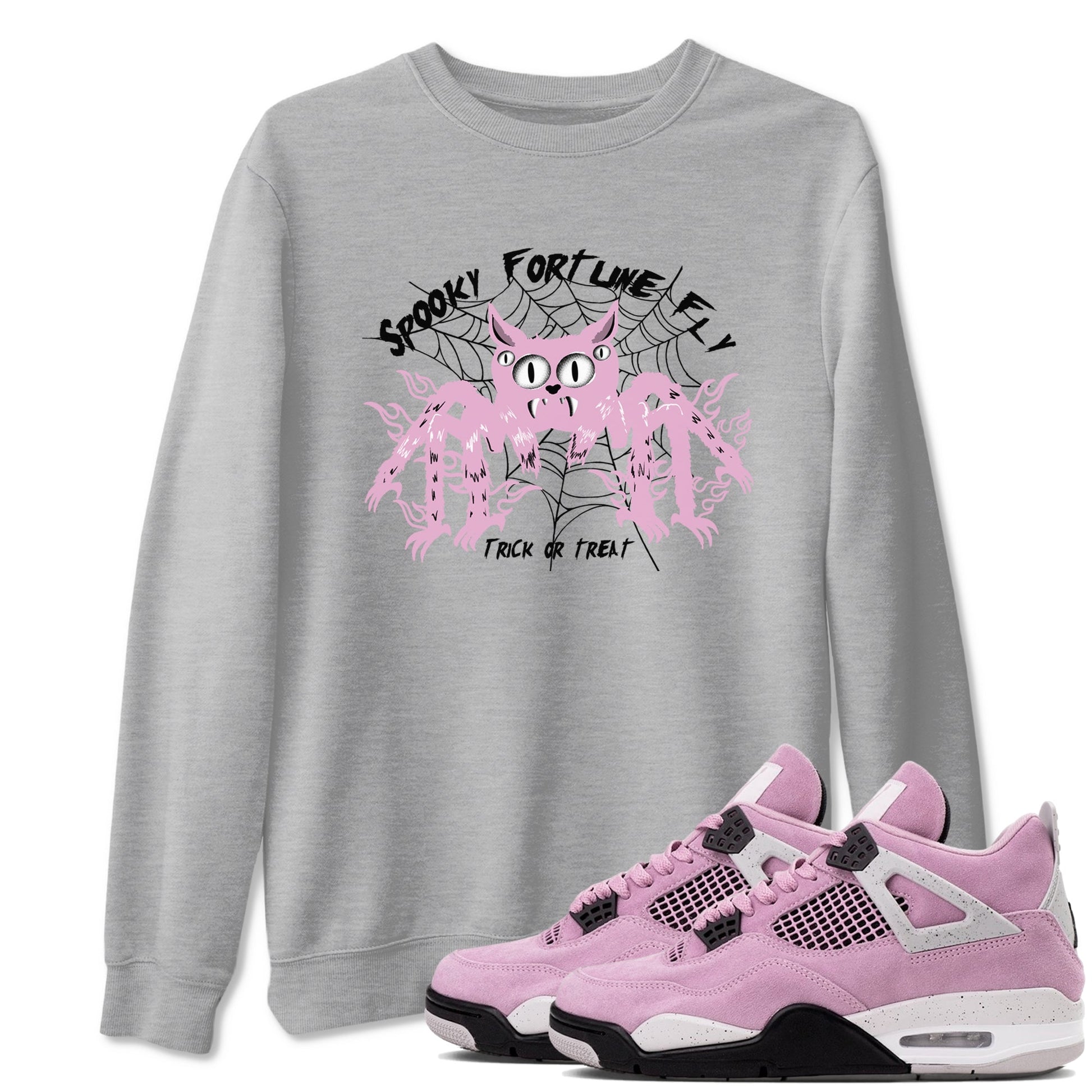 4s Retro Orchid shirts to match jordans Spooky Fortune Fly sneaker match tees Air Jordan 4 WMNS Orchid match shoes to clothes SNRT Sneaker Tees unisex cotton Heather Grey 1 shirts
